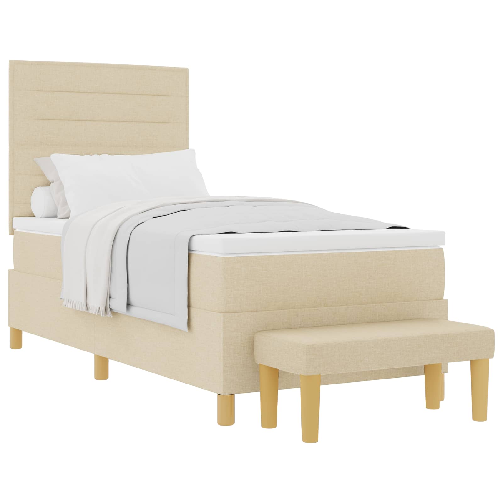 Lit à ressorts avec coussin Crème 200 x 90 cm tissu - XIOS