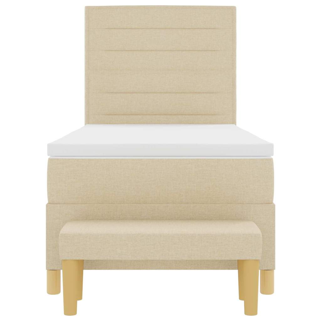 Lit à ressorts avec coussin Crème 200 x 90 cm tissu - XIOS