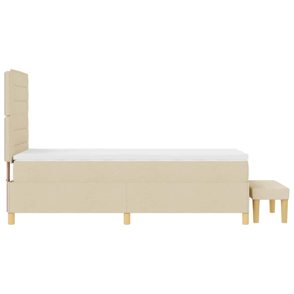 Lit à ressorts avec coussin Crème 200 x 90 cm tissu - XIOS