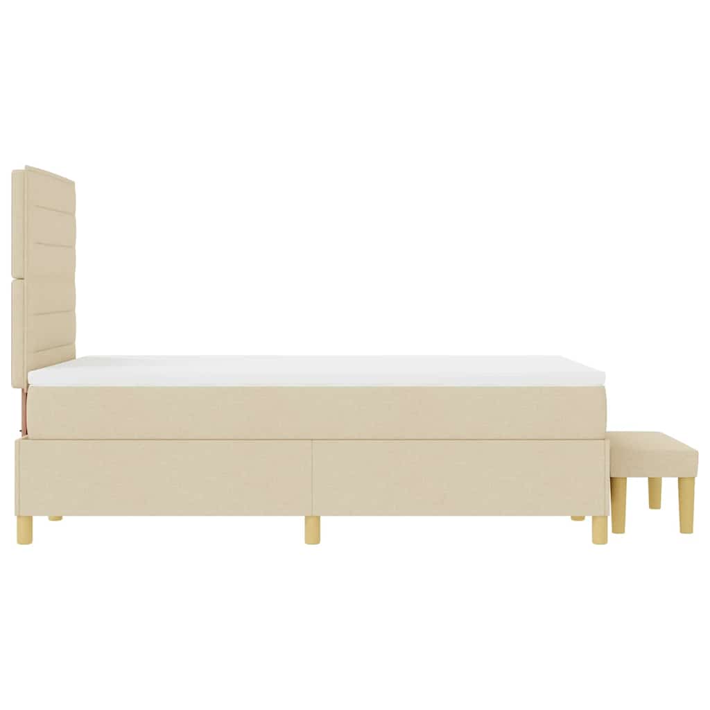 Lit à ressorts avec coussin Crème 190 x 120 cm tissu