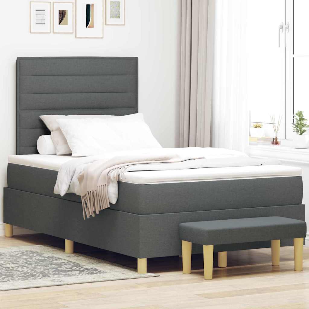 Lit à ressorts avec matelas Gris foncé 120 x 200 cm tissu - XIOS
