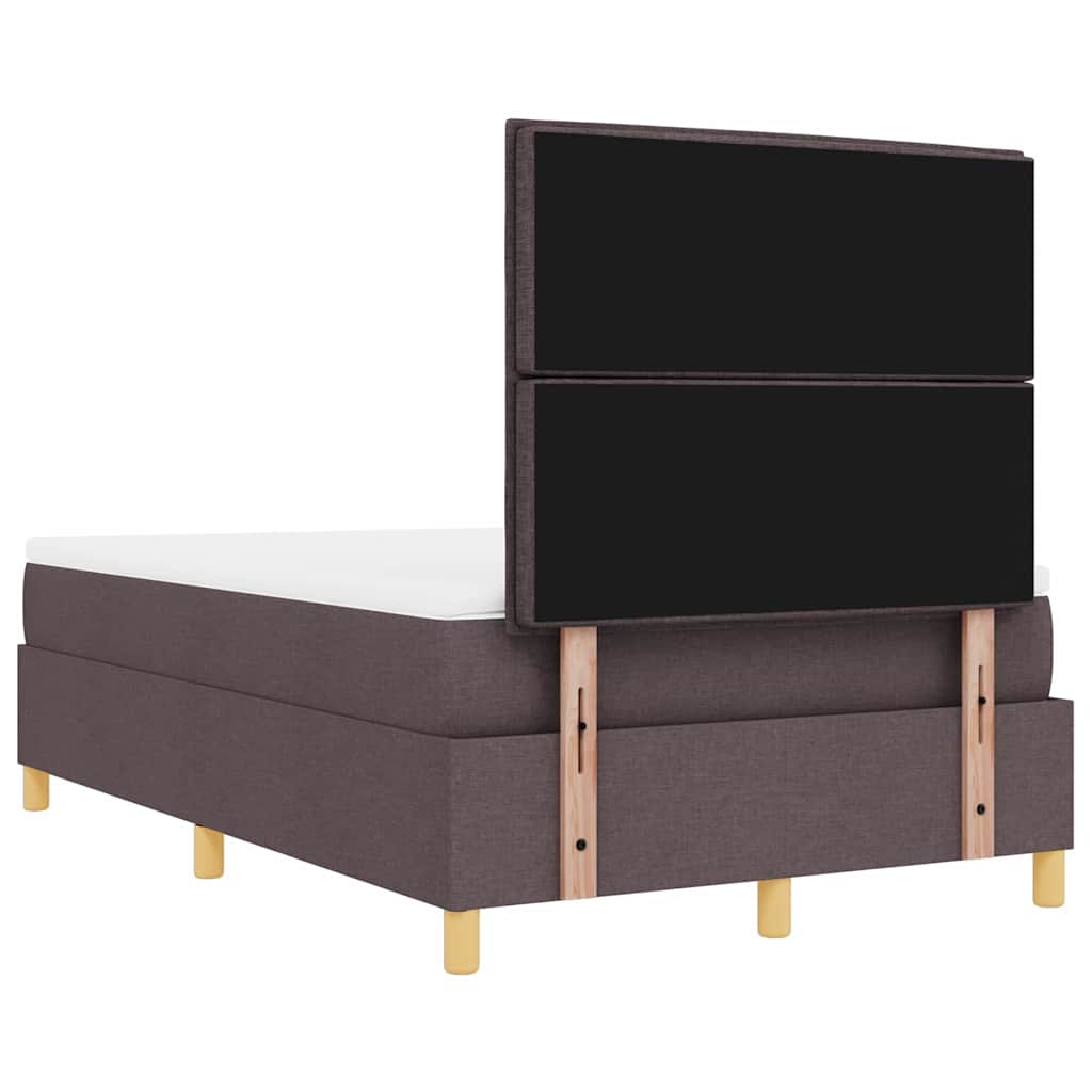 Lit à ressorts avec matelas Marron foncé 120 x 200 cm tissu - XIOS