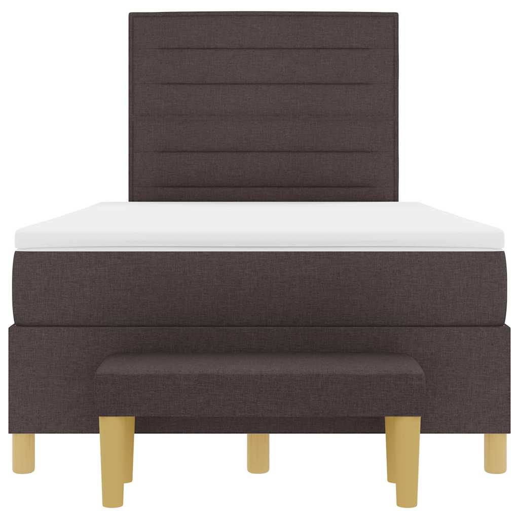 Lit à ressorts avec matelas Marron foncé 120 x 200 cm tissu - XIOS