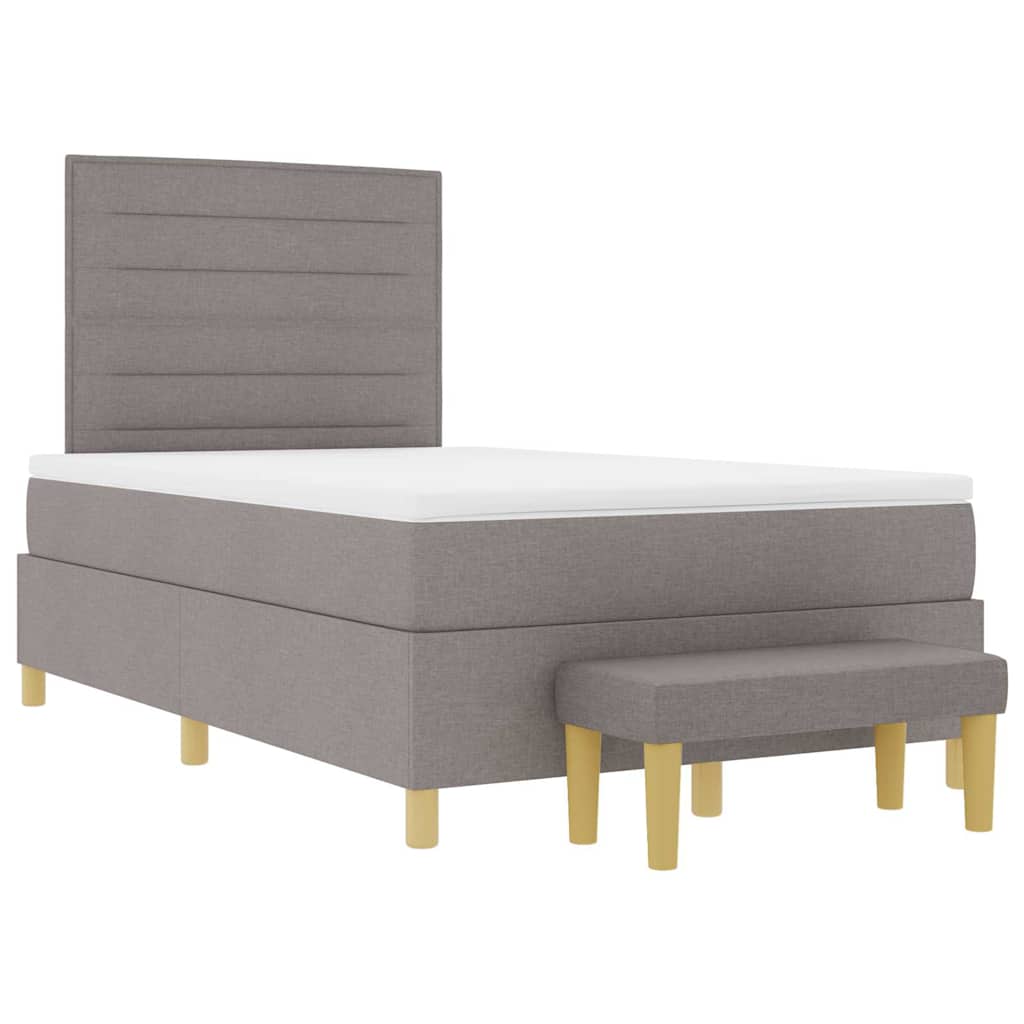 Lit à ressorts avec tête de lit Taupe 200 x 120 cm tissu