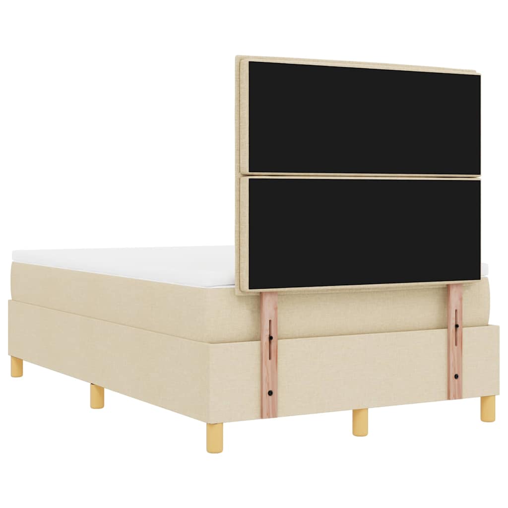 Lit à ressorts avec tête de lit Crème 200 x 120 cm tissu