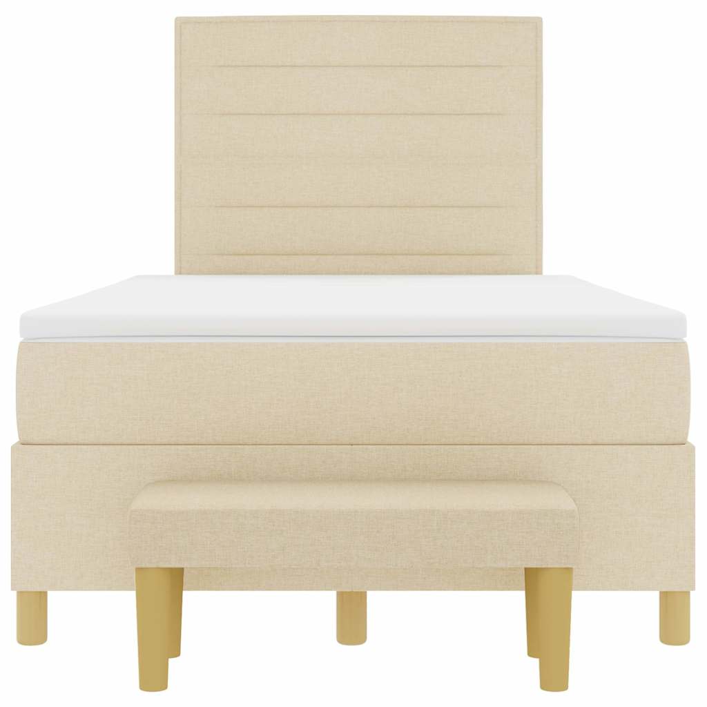 Lit à ressorts avec tête de lit Crème 200 x 120 cm tissu