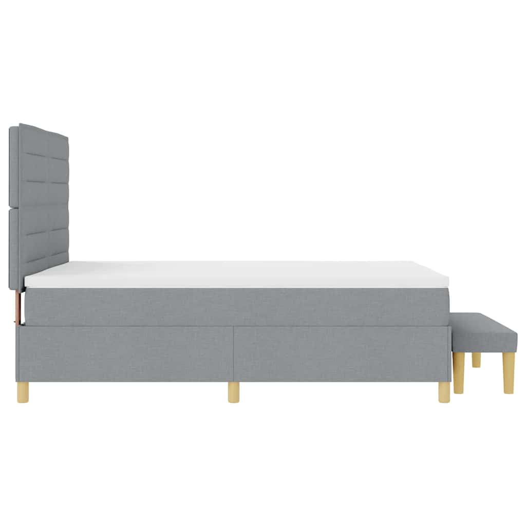 Lit à ressorts avec tête de lit Gris clair 190 x 140 cm tissu