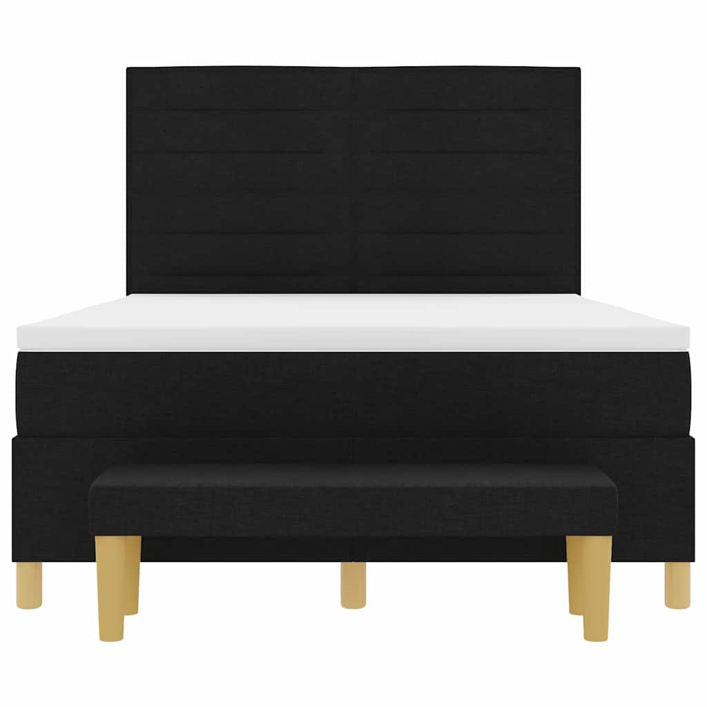 Lit à ressorts avec tête de lit Noir 190 x 140 cm tissu - XIOS