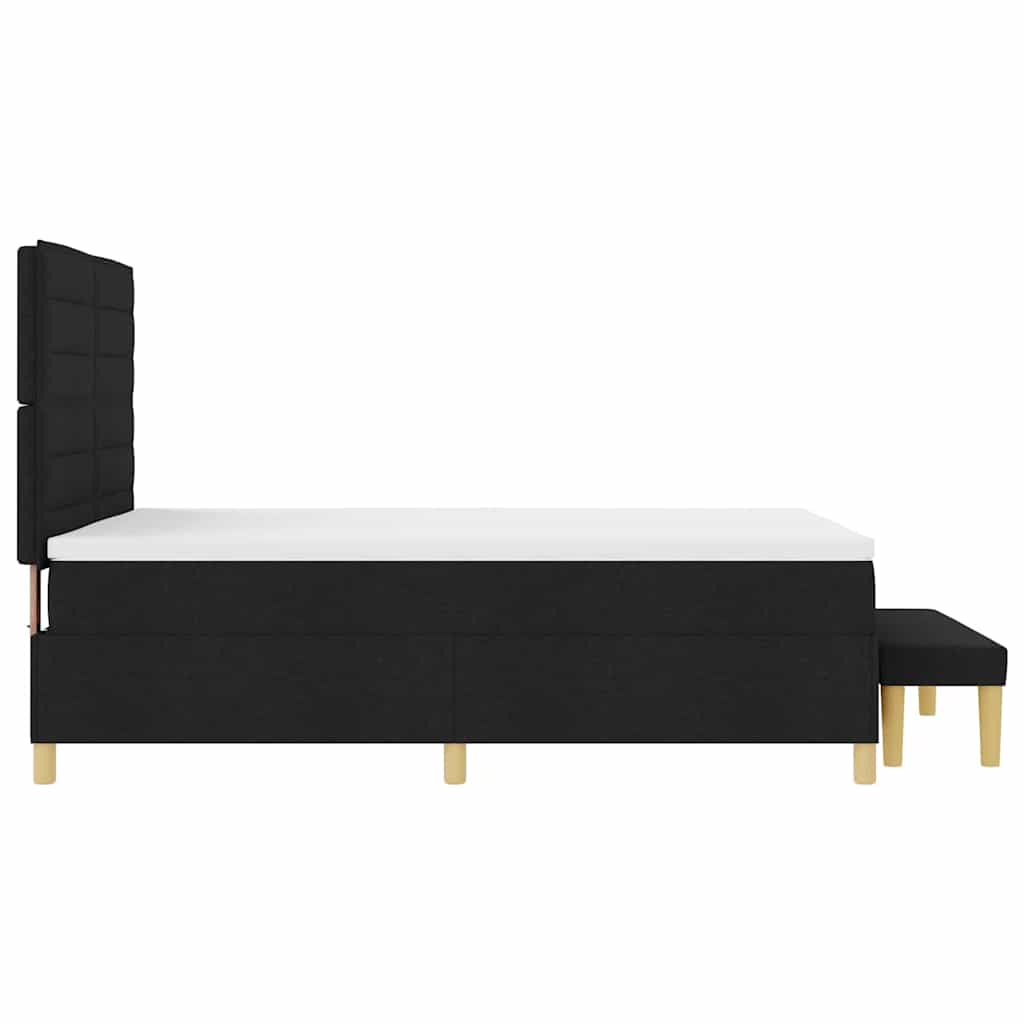 Lit à ressorts avec tête de lit Noir 190 x 140 cm tissu - XIOS