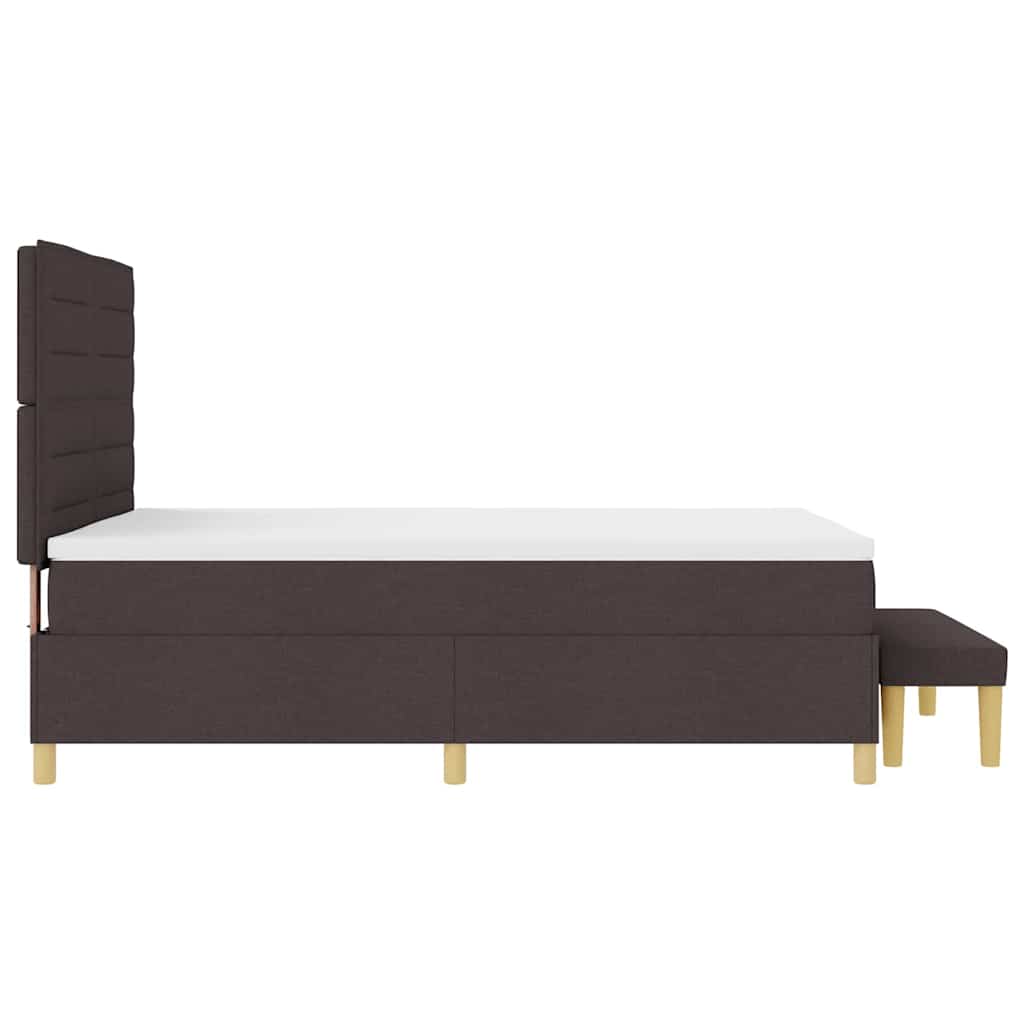 Lit à ressorts avec tête de lit Marron foncé 190 x 140 cm tissu