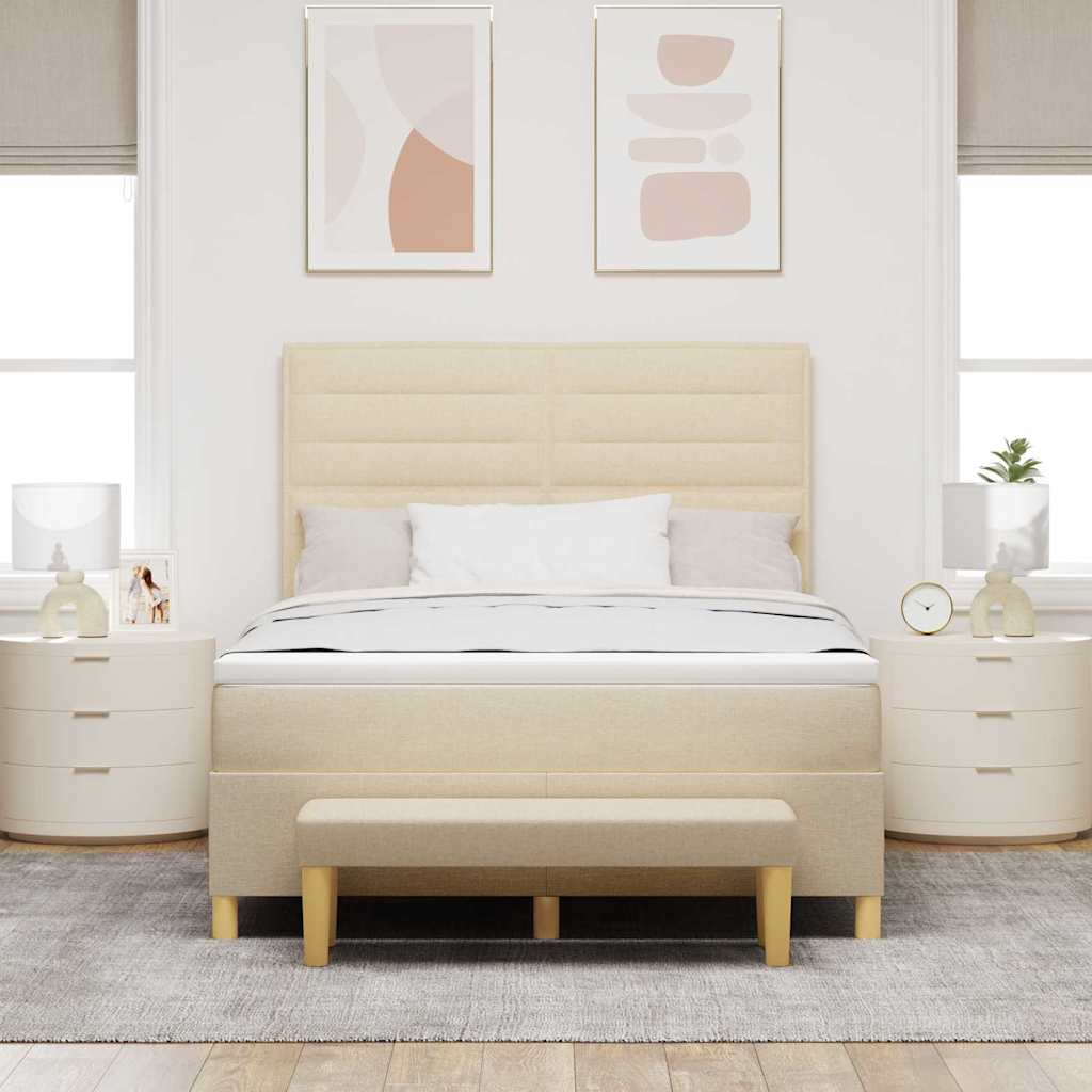 Lit à ressorts avec tête de lit Crème 190 x 140 cm tissu - XIOS