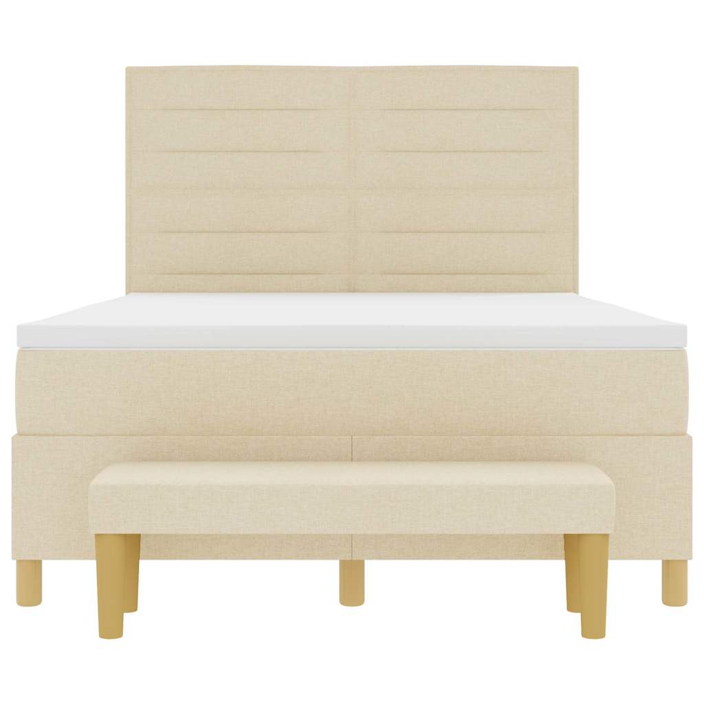 Lit à ressorts avec tête de lit Crème 190 x 140 cm tissu - XIOS
