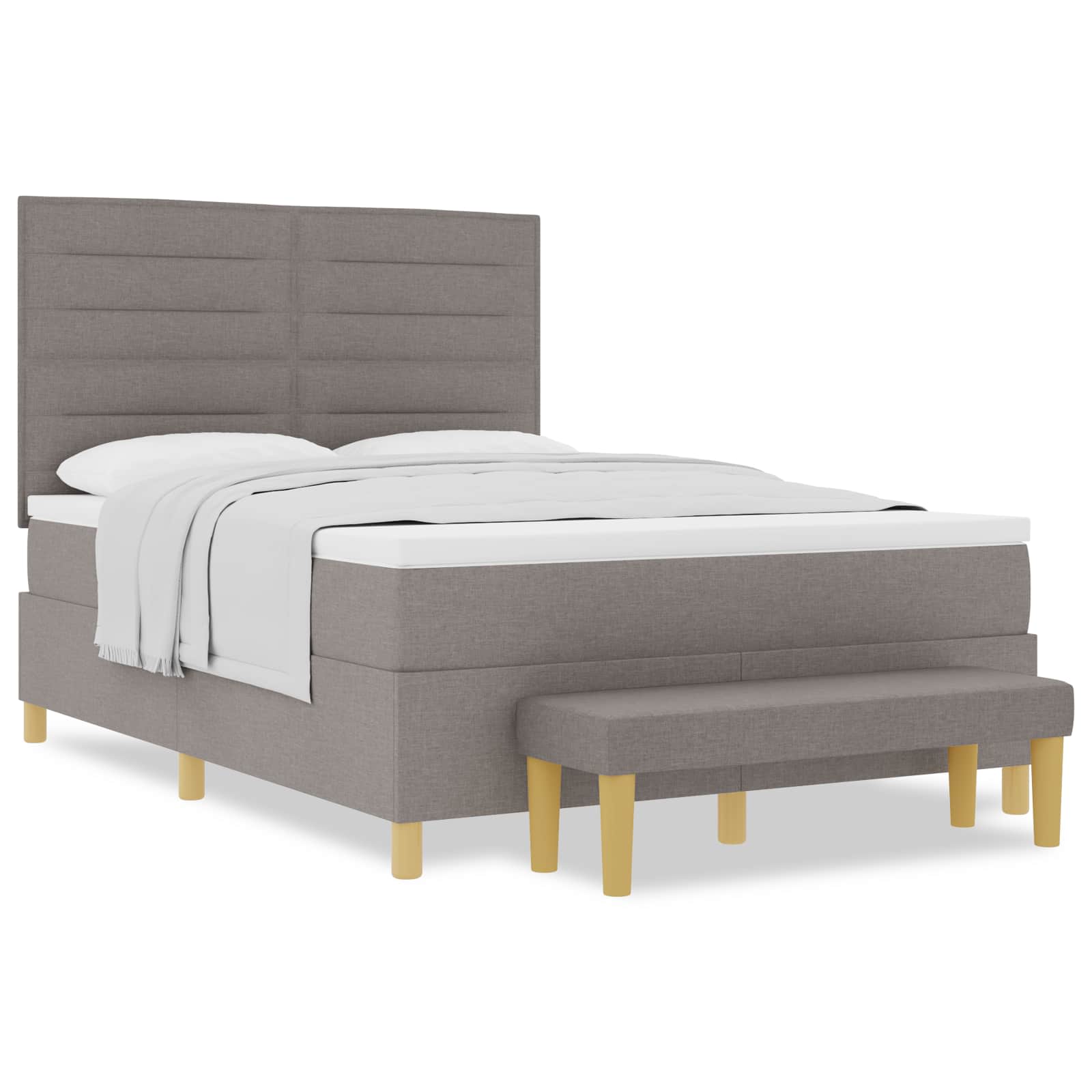 Lit à ressorts avec tête de lit Taupe 200 x 140 cm tissu - XIOS