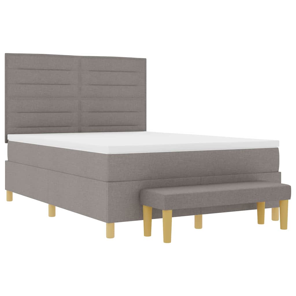 Lit à ressorts avec tête de lit Taupe 200 x 140 cm tissu - XIOS