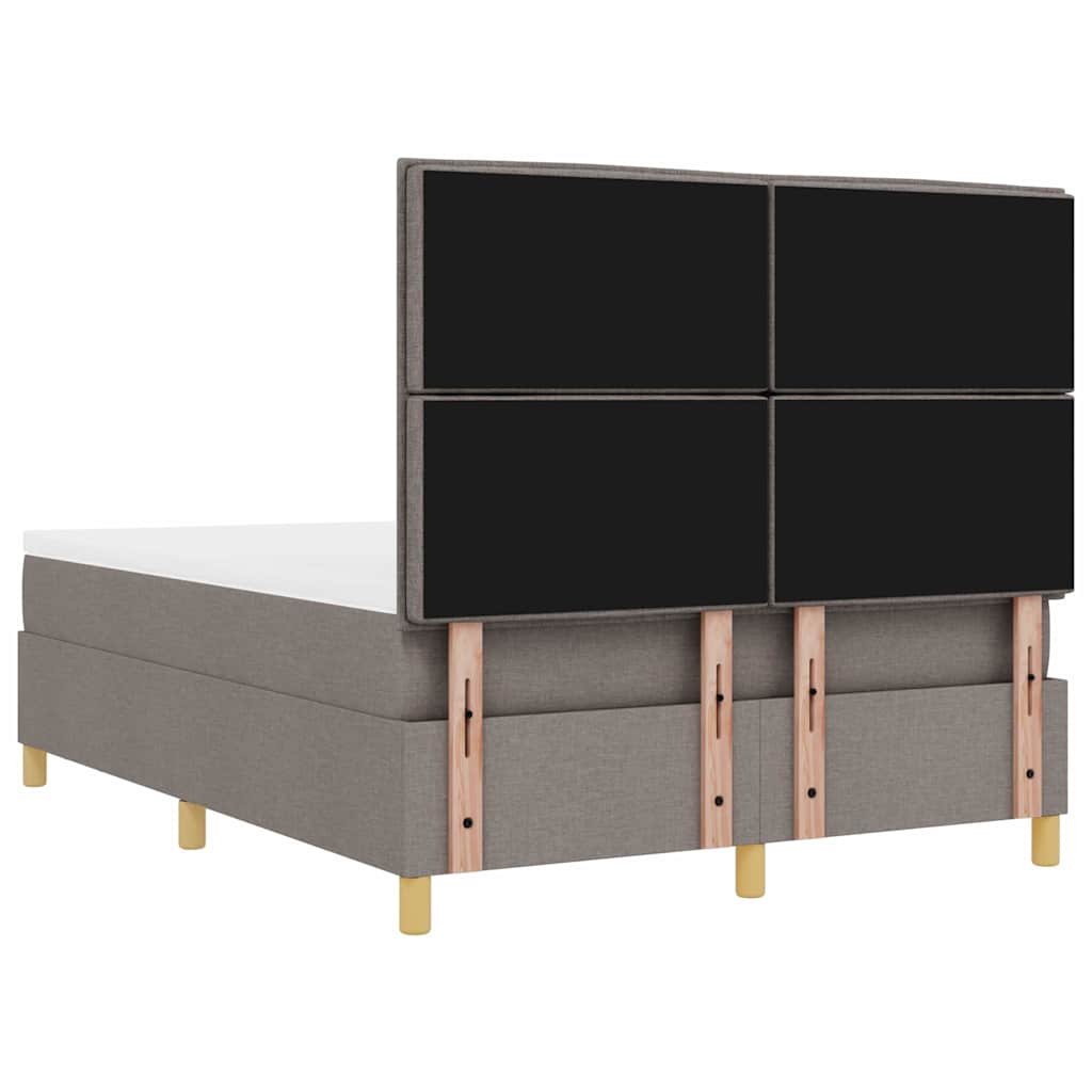 Lit à ressorts avec tête de lit Taupe 200 x 140 cm tissu - XIOS