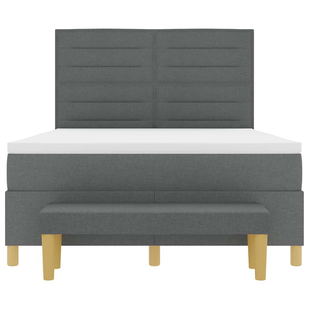Lit à ressorts avec coussin Gris foncé 200 x 160 cm tissu
