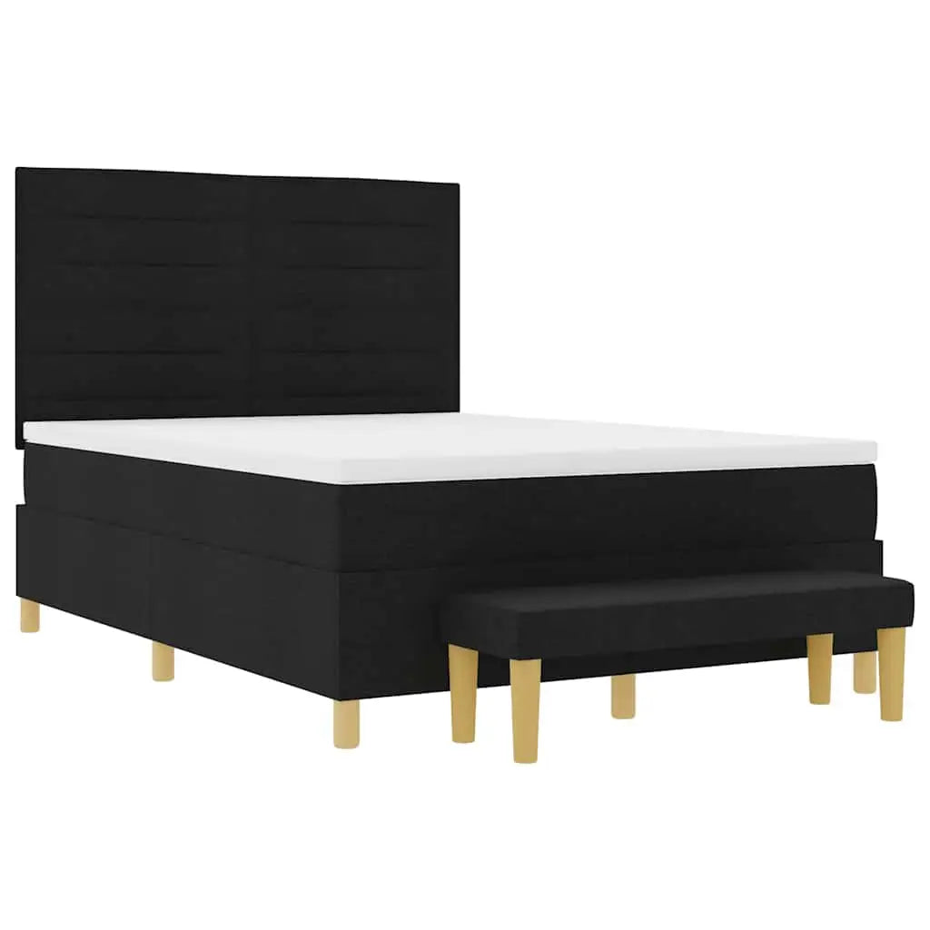 Lit à ressorts avec tête de lit Noir 200 x 160 cm tissu - XIOS