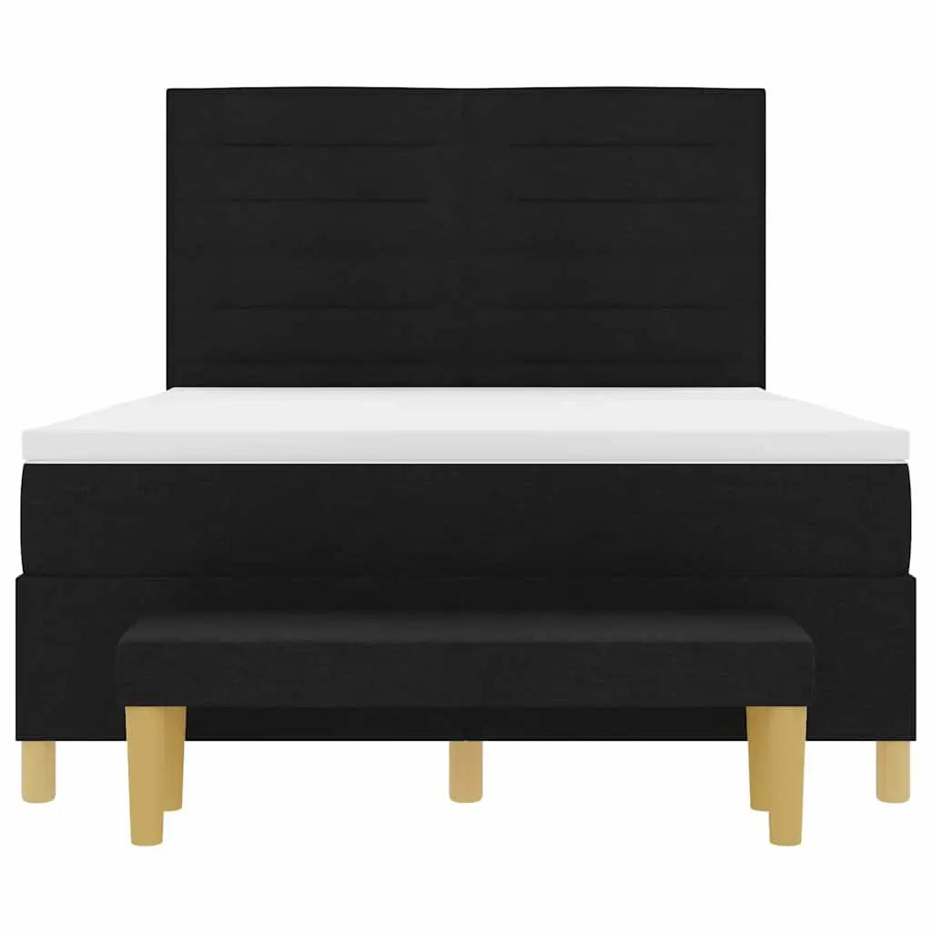 Lit à ressorts avec tête de lit Noir 200 x 160 cm tissu - XIOS
