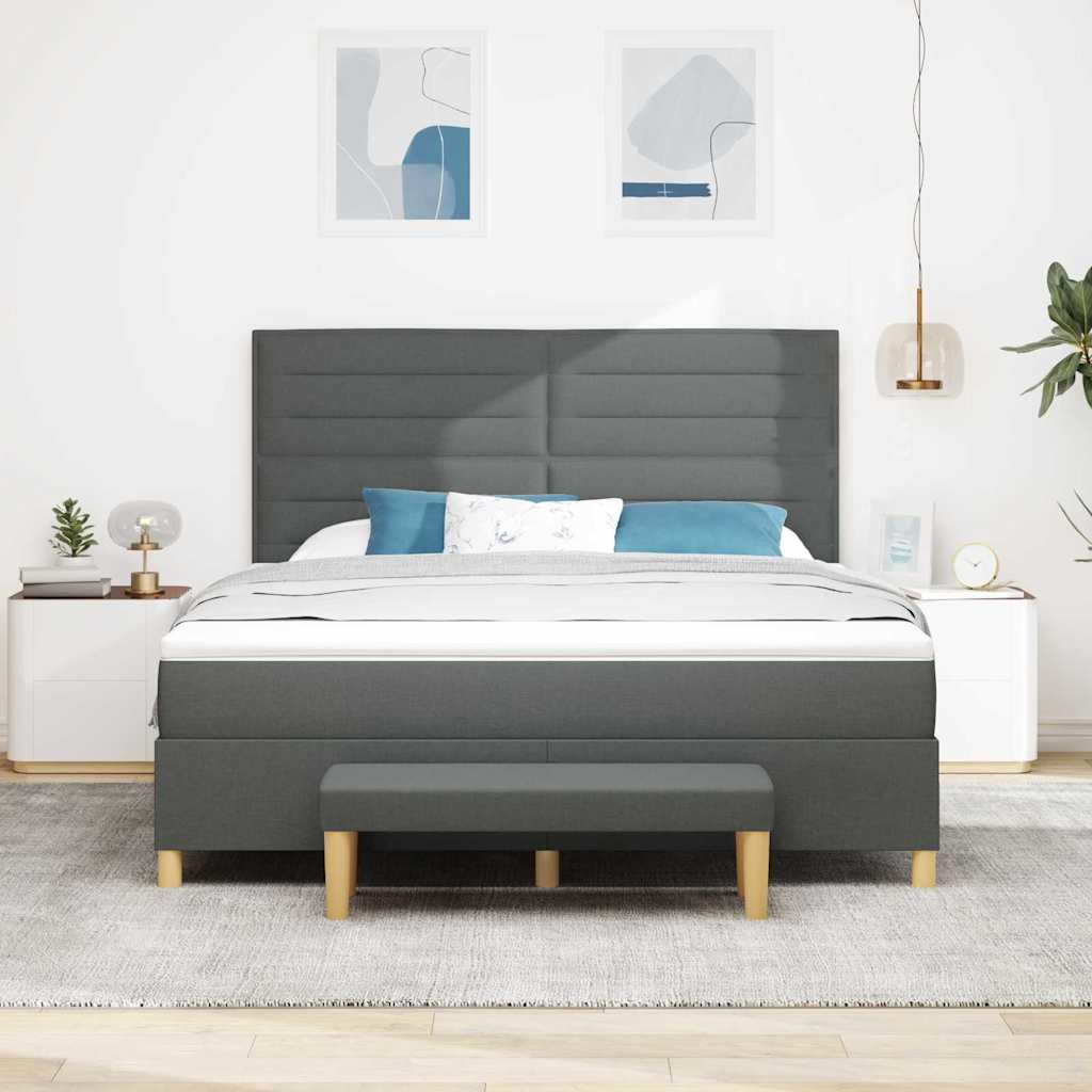 Lit à ressorts avec matelas Gris foncé 180 x 200 cm tissu - XIOS