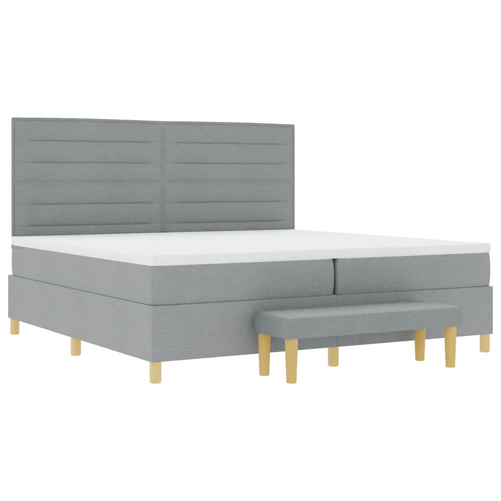 Lit à ressorts avec matelas Gris clair 200 x 200 cm tissu - XIOS