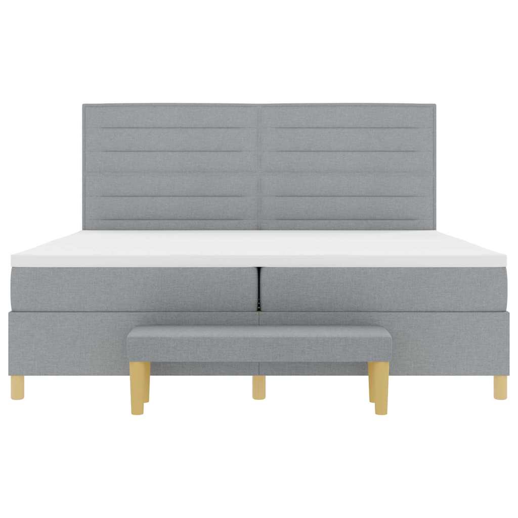 Lit à ressorts avec matelas Gris clair 200 x 200 cm tissu - XIOS