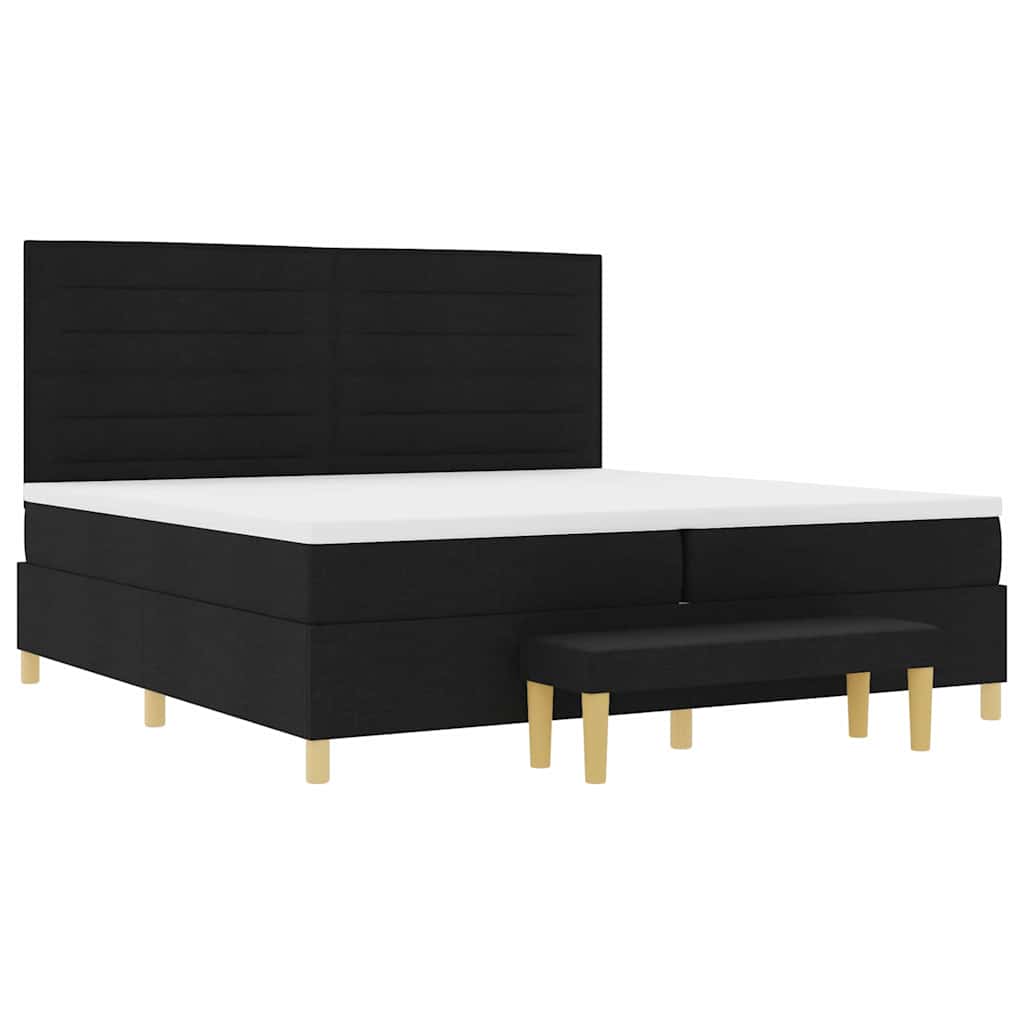 Lit à ressorts avec matelas Noir 200 x 200 cm tissu - XIOS