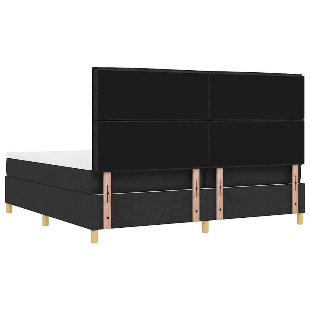 Lit à ressorts avec matelas Noir 200 x 200 cm tissu - XIOS