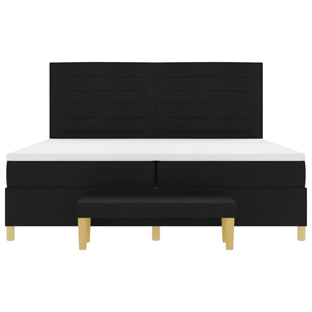 Lit à ressorts avec matelas Noir 200 x 200 cm tissu - XIOS