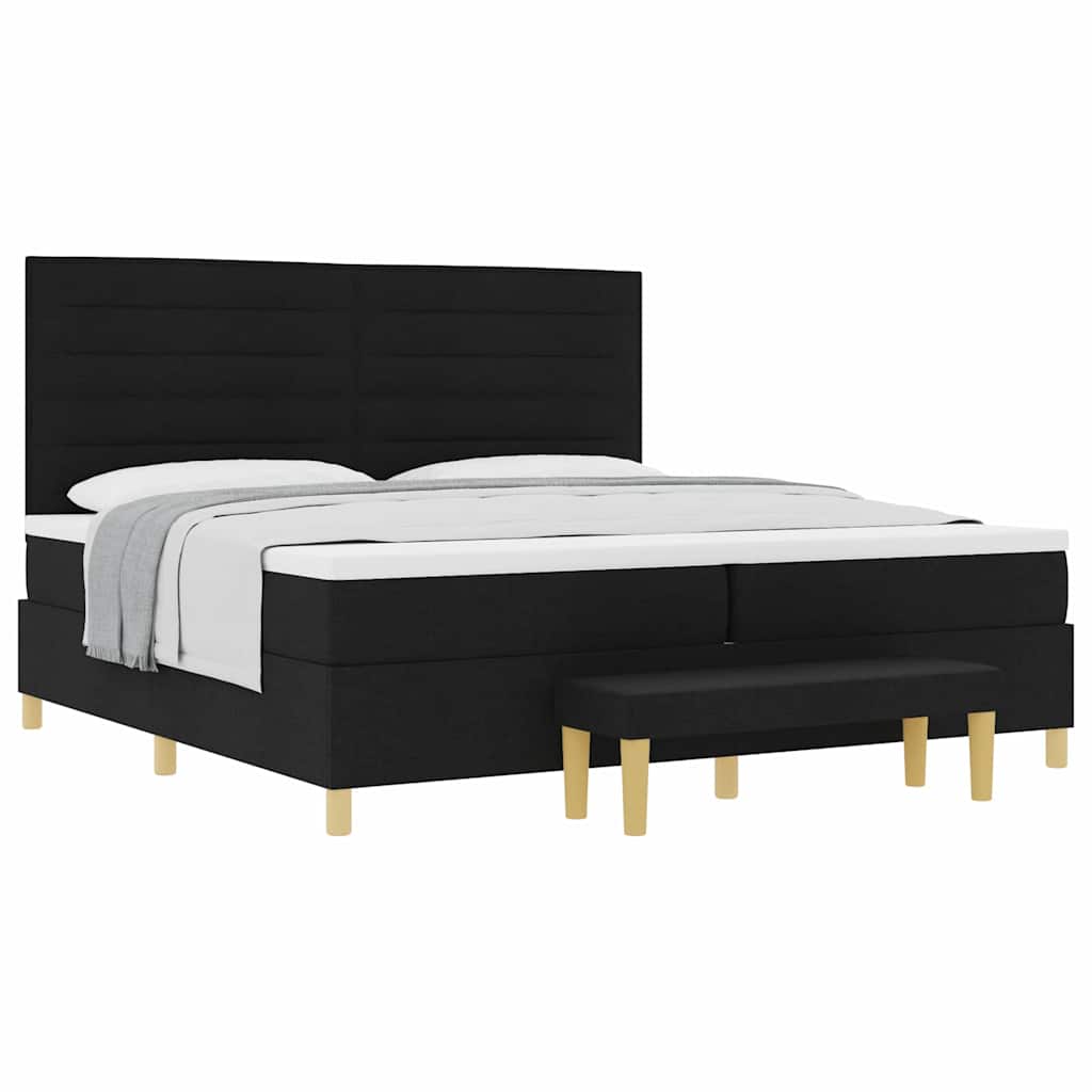 Lit à ressorts avec matelas Noir 200 x 200 cm tissu - XIOS