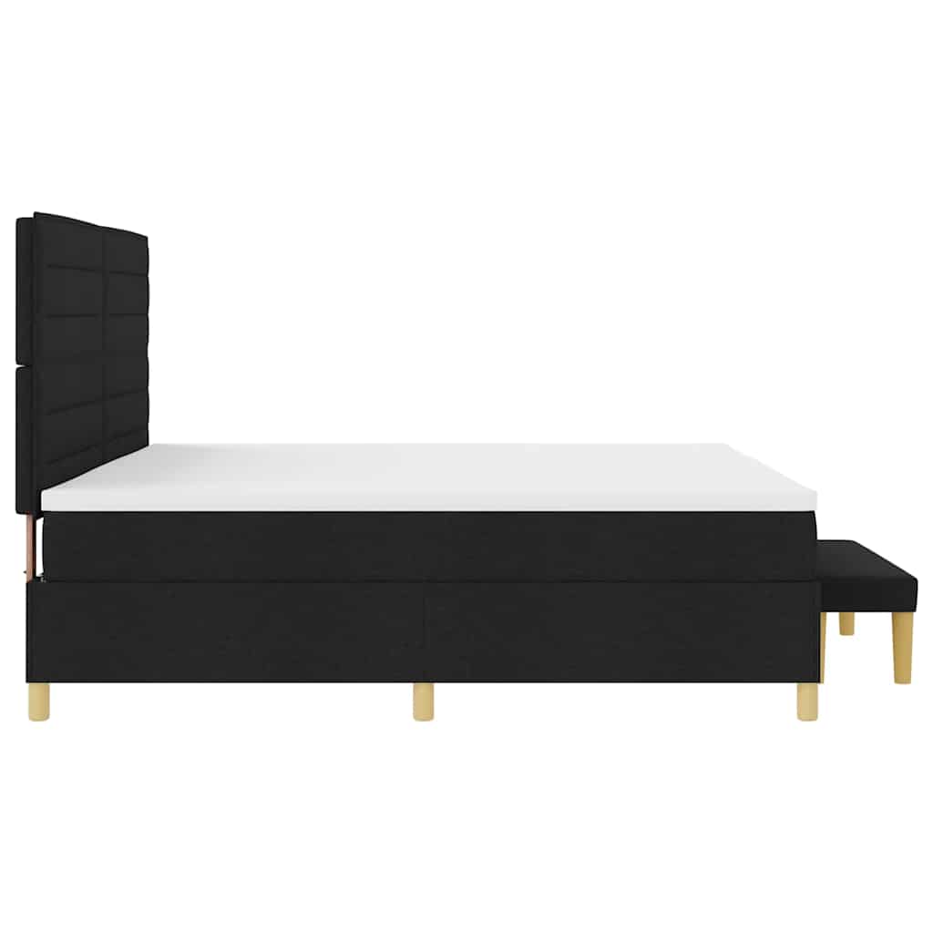 Lit à ressorts avec matelas Noir 200 x 200 cm tissu - XIOS