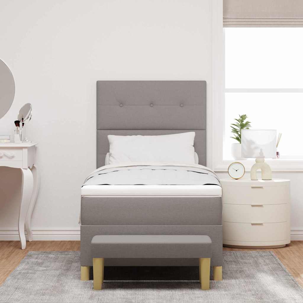 Lit à ressorts avec coussin Taupe 200 x 80 cm tissu - XIOS
