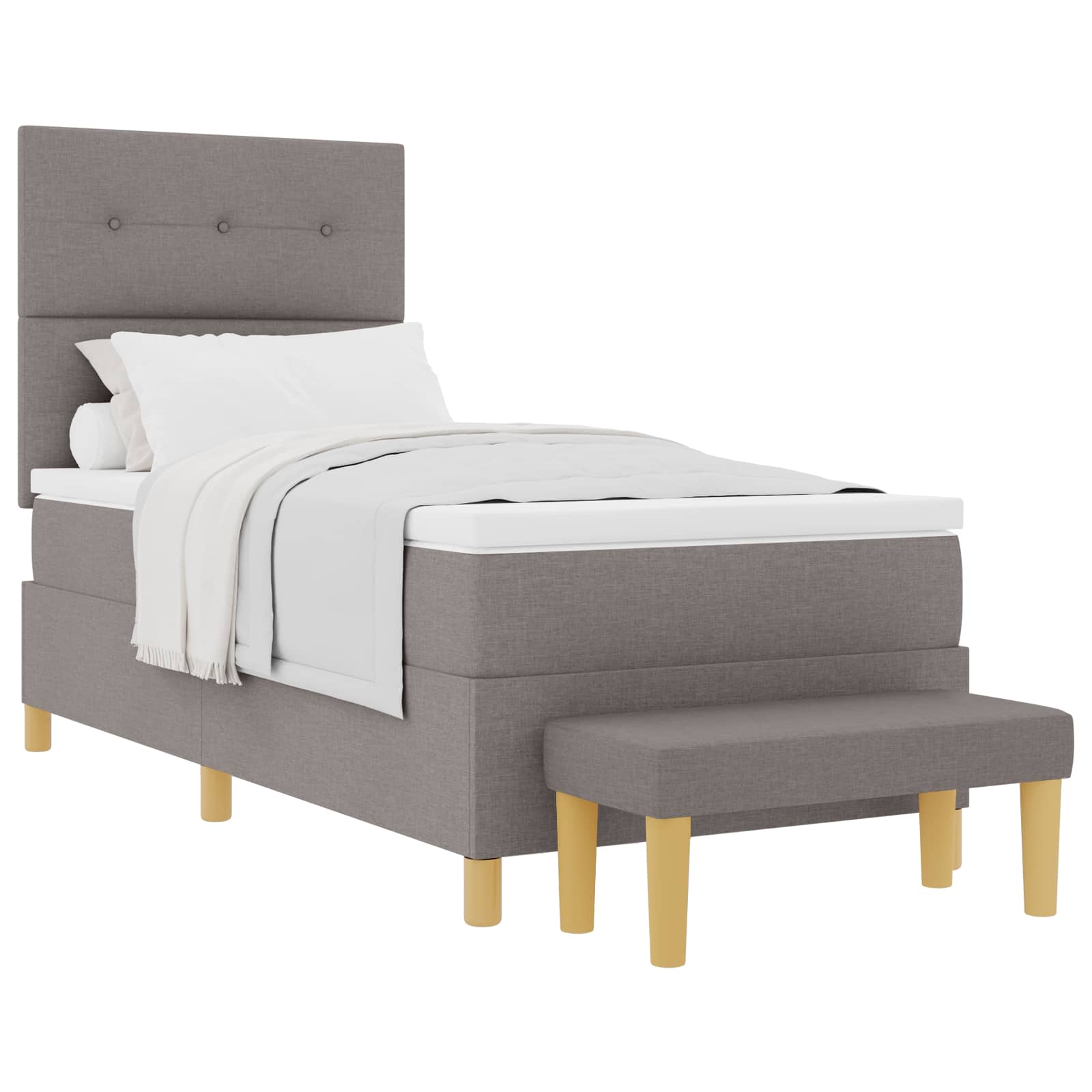 Lit à ressorts avec coussin Taupe 200 x 80 cm tissu - XIOS