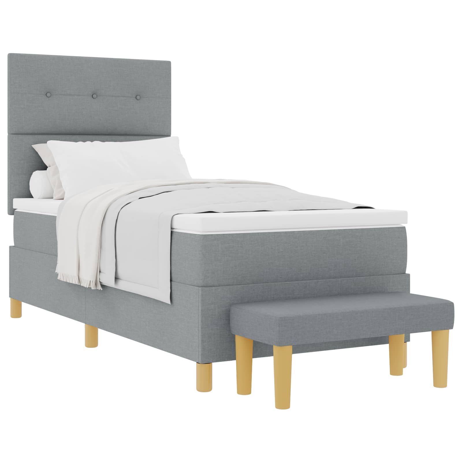 Lit à ressorts avec matelas Gris clair 90 x 190 cm tissu - XIOS