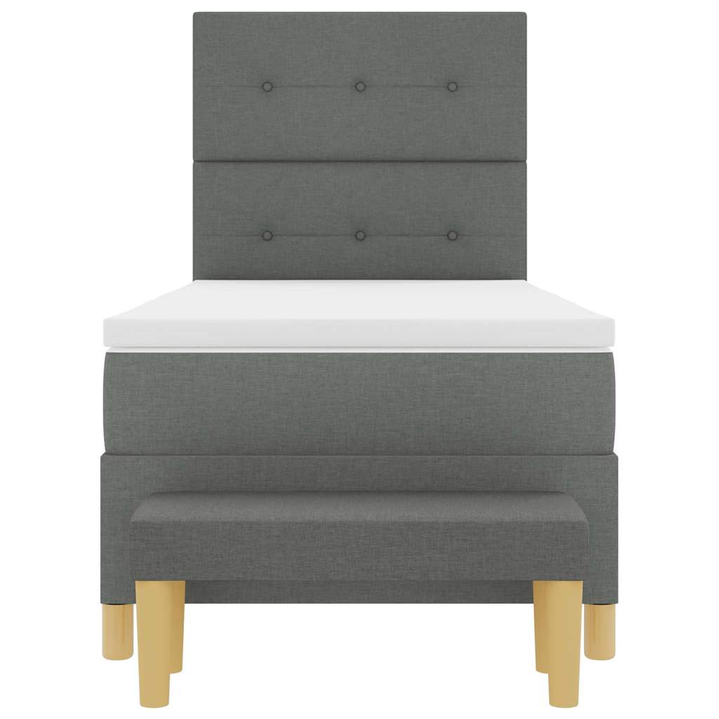 Lit à ressorts avec tête de lit Gris foncé 190 x 90 cm tissu