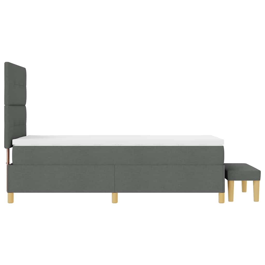 Lit à ressorts avec tête de lit Gris foncé 190 x 90 cm tissu