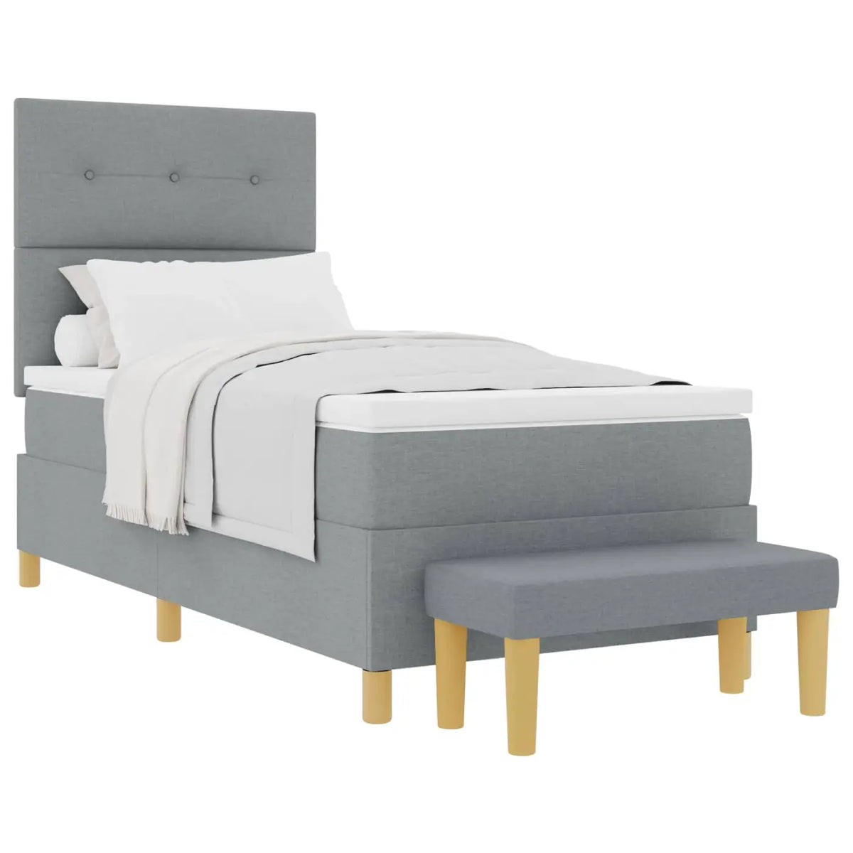 Lit à ressorts avec tête de lit Gris clair 200 x 90 cm tissu - XIOS