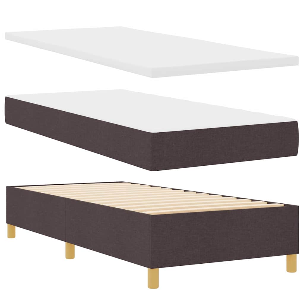 Lit à ressorts avec tête de lit Marron foncé 200 x 90 cm tissu