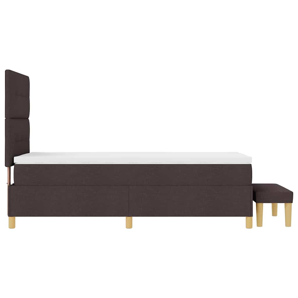 Lit à ressorts avec tête de lit Marron foncé 200 x 90 cm tissu
