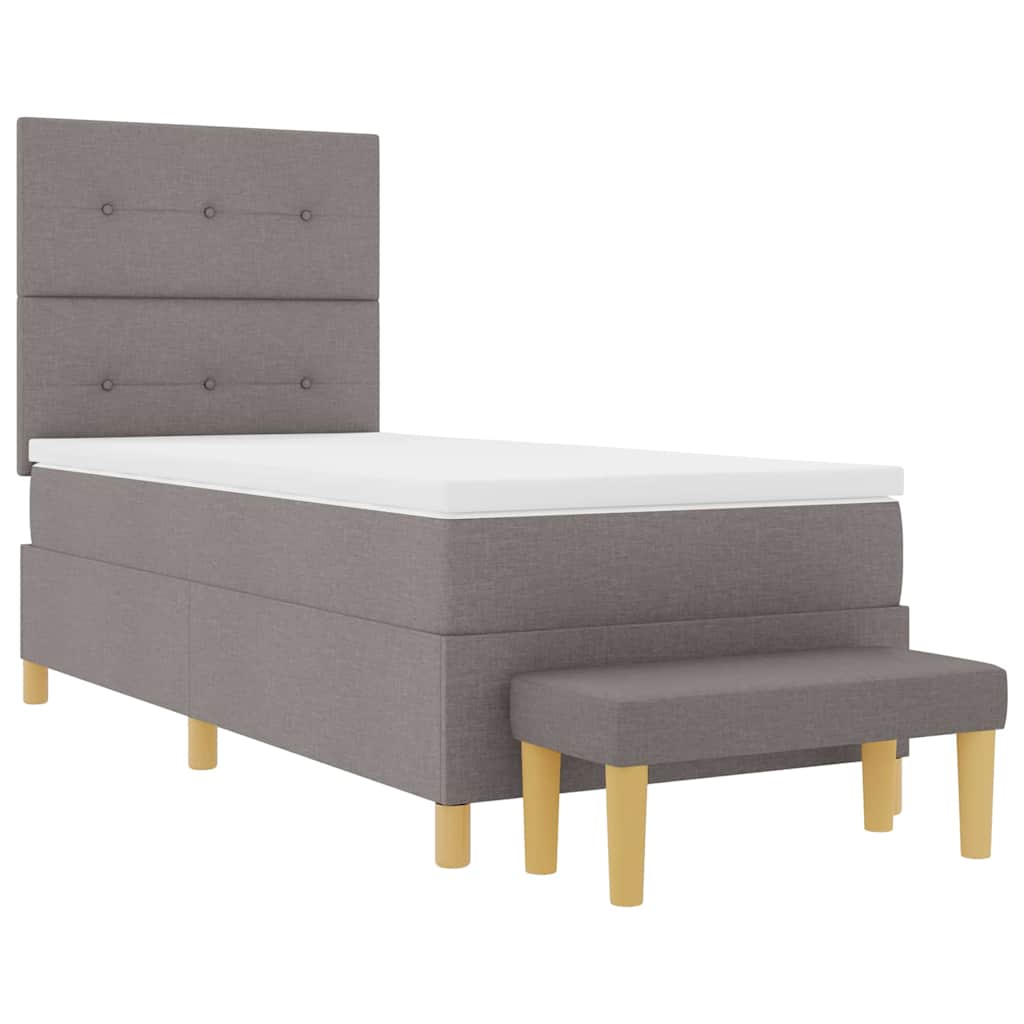Lit à ressorts avec coussin Taupe 200 x 90 cm tissu - XIOS