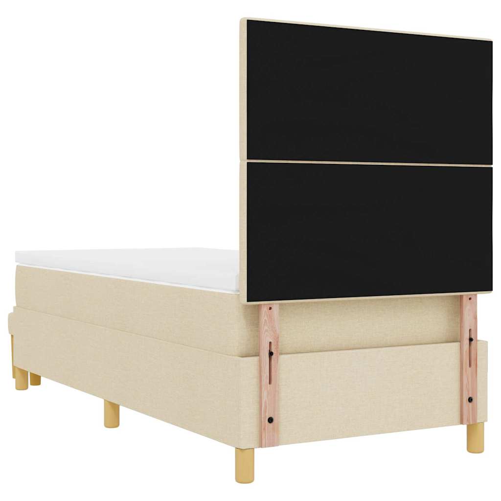 Lit à ressorts avec tête de lit Crème 200 x 90 cm tissu