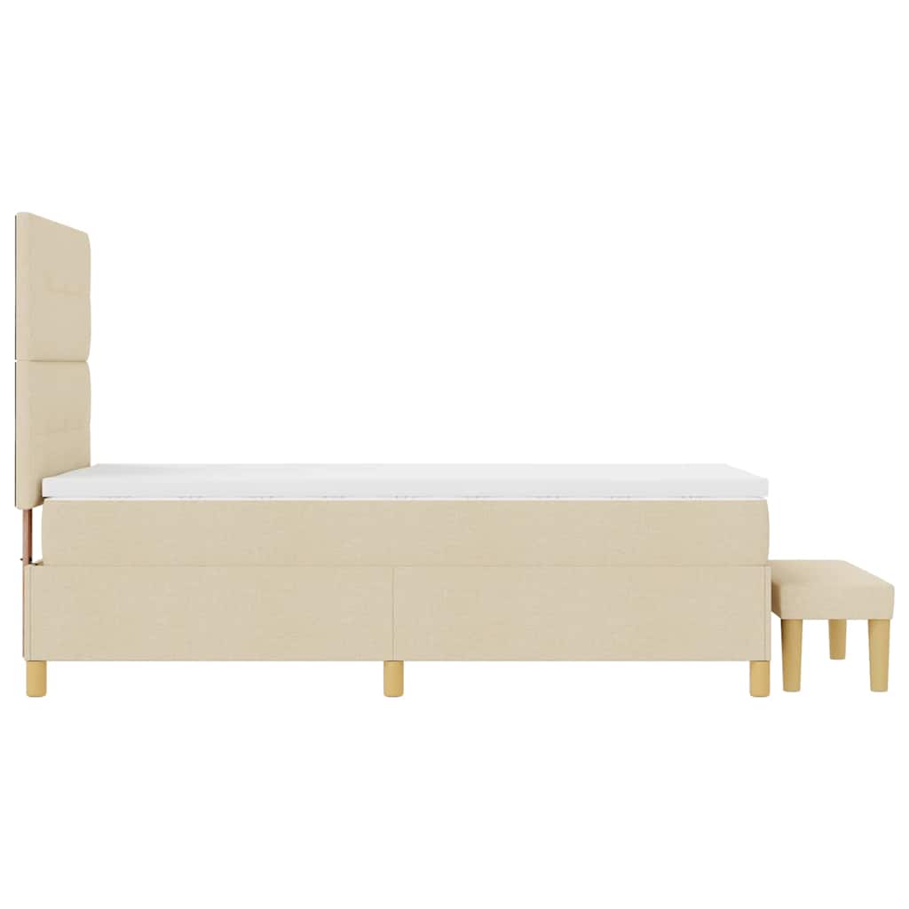 Lit à ressorts avec tête de lit Crème 200 x 90 cm tissu