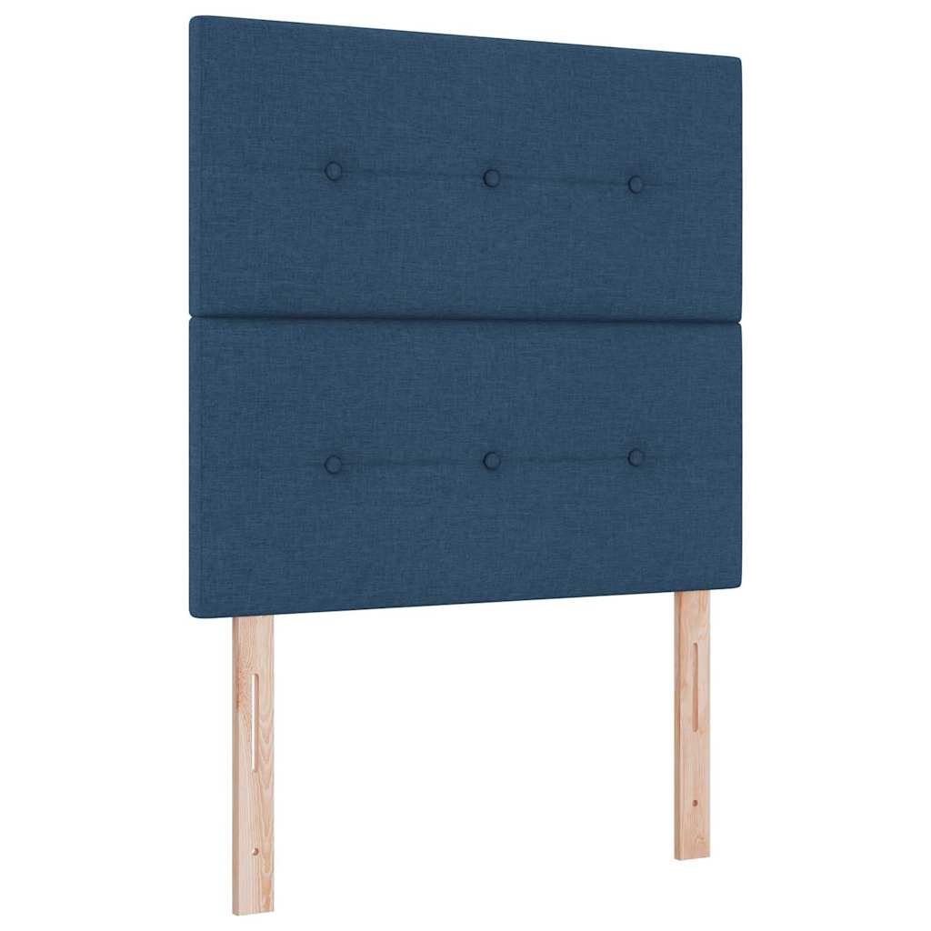 Lit à ressorts avec tête de lit Bleu 200 x 90 cm tissu