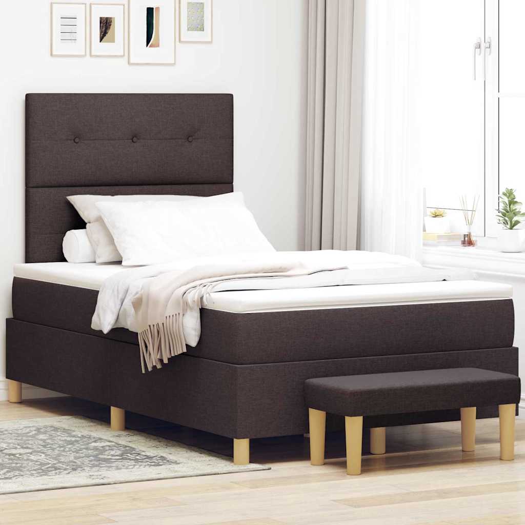 Lit à ressorts avec tête de lit Marron foncé 190 x 120 cm tissu