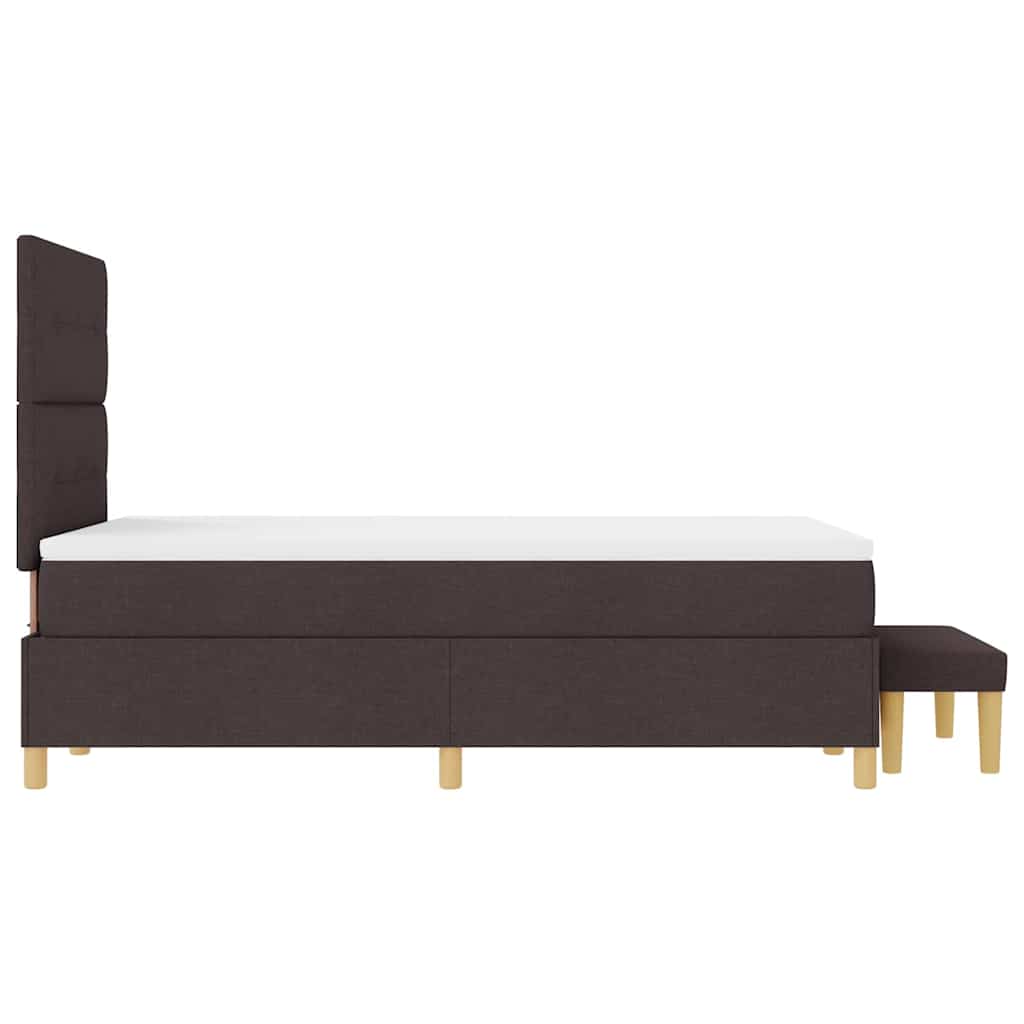 Lit à ressorts avec tête de lit Marron foncé 190 x 120 cm tissu