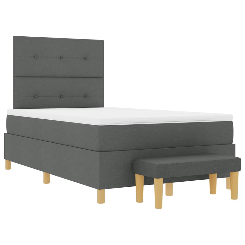 Lit à ressorts avec tête de lit Gris foncé 200 x 120 cm tissu