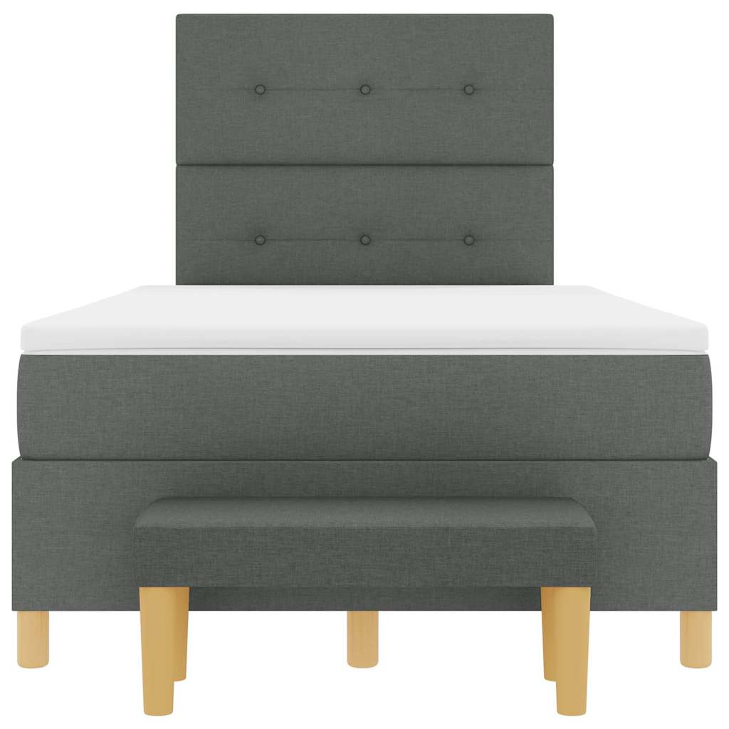 Lit à ressorts avec tête de lit Gris foncé 200 x 120 cm tissu