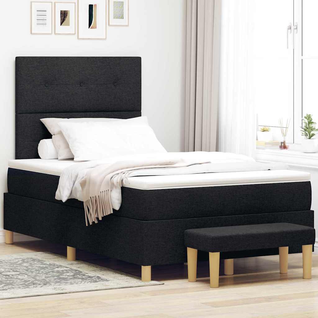 Lit à ressorts avec tête de lit Noir 200 x 120 cm tissu - XIOS