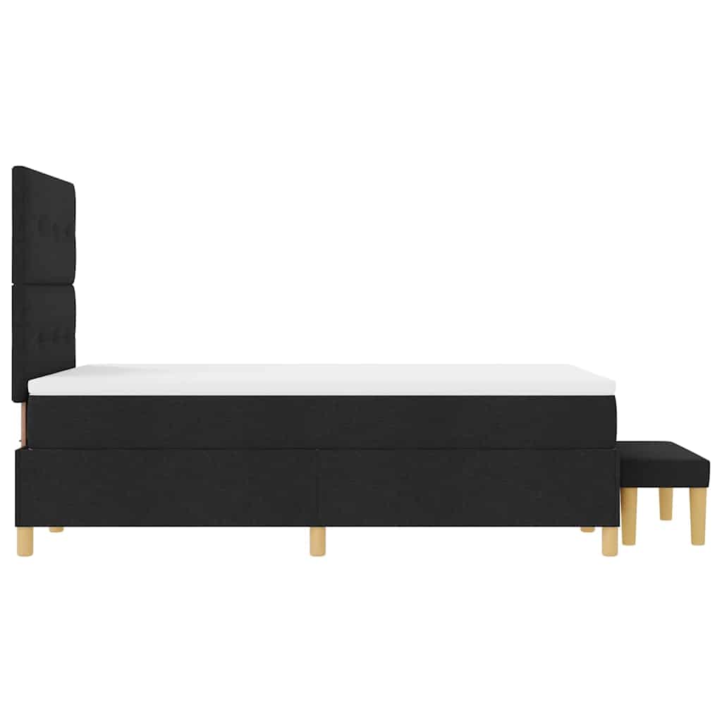 Lit à ressorts avec tête de lit Noir 200 x 120 cm tissu - XIOS