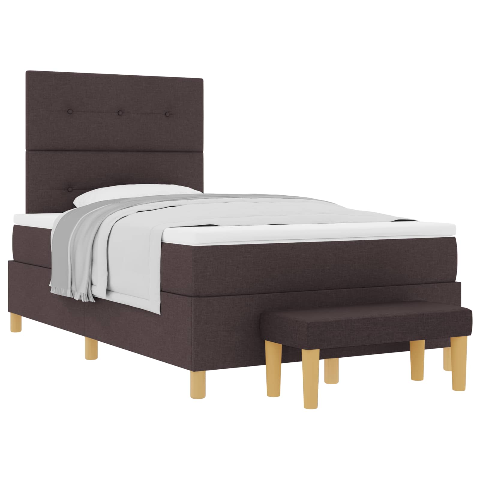 Lit à ressorts avec tête de lit Marron foncé 200 x 120 cm tissu
