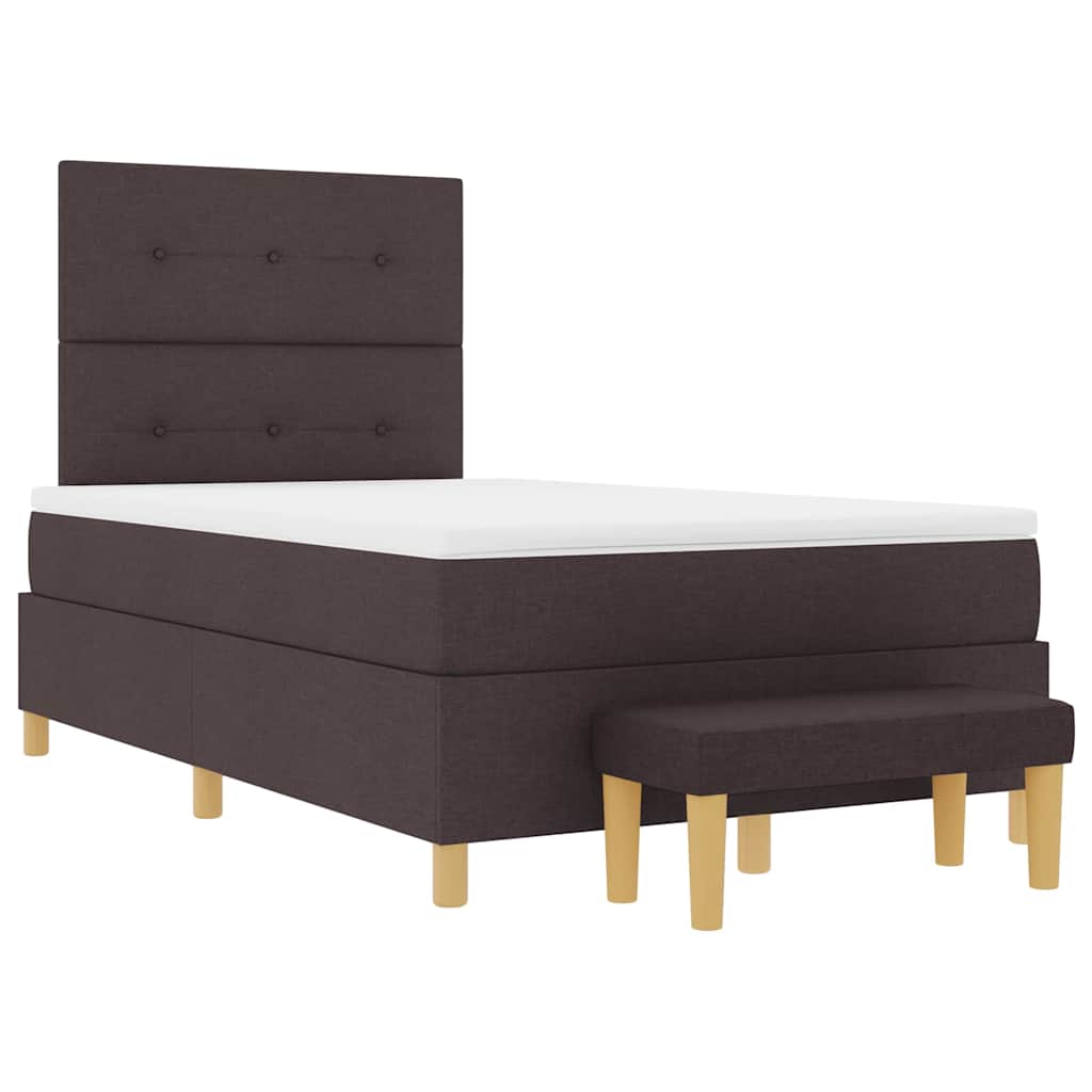 Lit à ressorts avec tête de lit Marron foncé 200 x 120 cm tissu